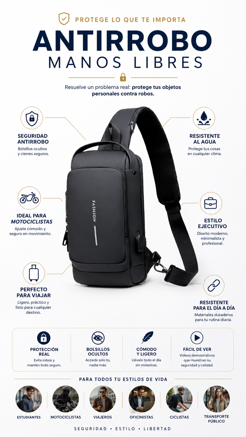 Bolso Maleta Mochila Antirrobo Manos lib